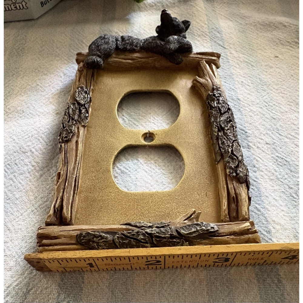 Bear Outlet Covers (2) Rustic Cabin Core Wildlife Nature Bear Resting 3D - Picture 6 of 6